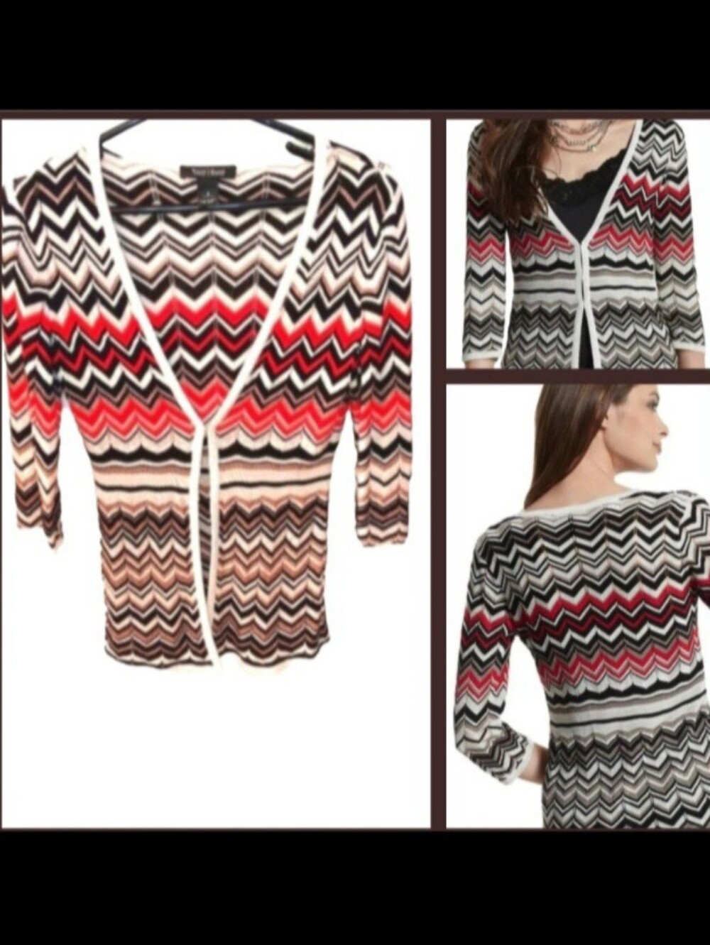 White House Black Market 3/4 Sleeve Coverup | EUC | Red, Black & White